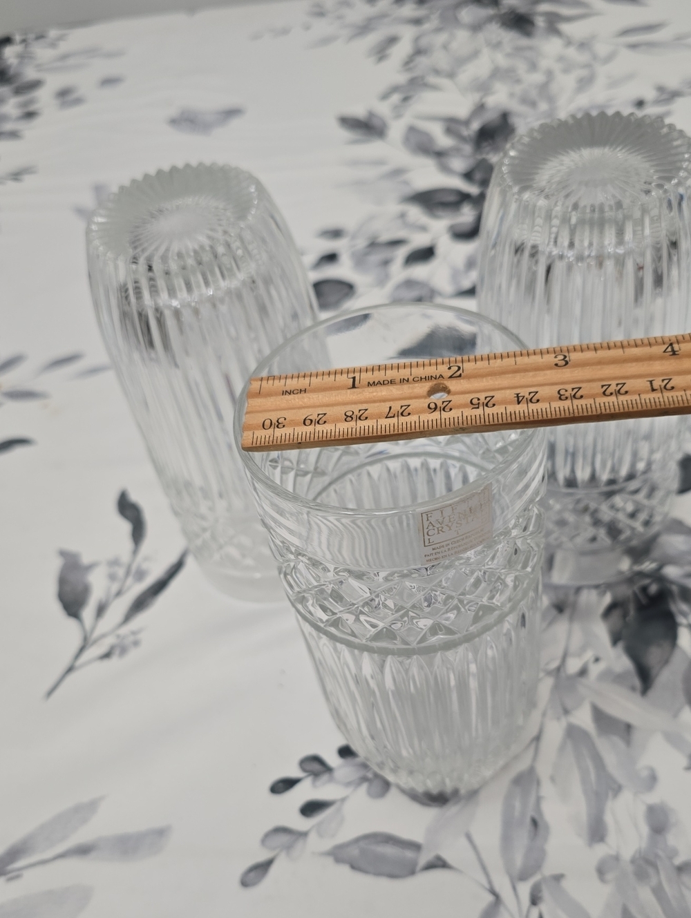 Fifth Avenue LTD Set Of 3 Crystal High Ball Glasses Diamond Rib Czech Republic - Picture 15 of 15